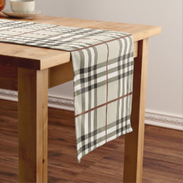 Caminho De Mesa Pequeno Padrão Clássico Xadrez Neutro Aconchegante