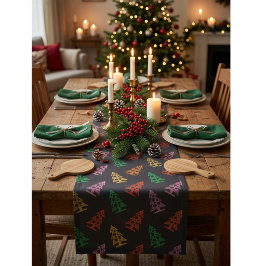 Caminho De Mesa Pequeno Padrão Colorido de Árvore de Natal Abstrata