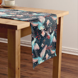 Caminho De Mesa Pequeno Padrão Colorido de Beija-flores e Flores de Invern
