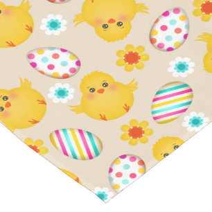 Caminho De Mesa Pequeno Padrão Colorido de Ovos e Pintinhos de Páscoa
