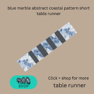 Caminho De Mesa Pequeno padrão costeiro abstrato de mármore azul