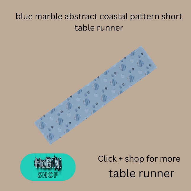 Caminho De Mesa Pequeno padrão costeiro abstrato de mármore azul (blue marble abstract coastal pattern short table runner)