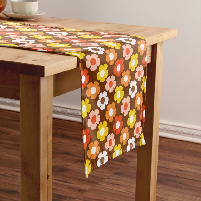 Caminho De Mesa Pequeno Padrão das flores de outono de Retro Castanho (No Local)