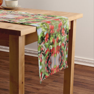 Caminho De Mesa Pequeno Padrão de Abstrato de Flores de Brilho Vermelho de
