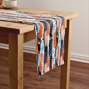 Caminho De Mesa Pequeno Padrão de Abstrato de Traços de Laranja Azul