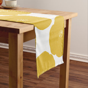 Caminho De Mesa Pequeno Padrão de Arte Floral Retrópica em Amarelo e Bra