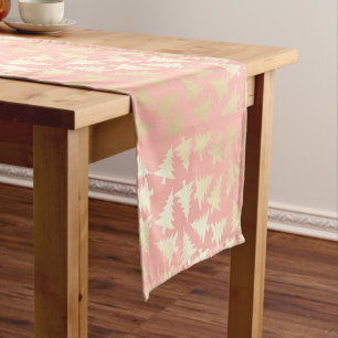 Caminho De Mesa Pequeno Padrão de Árvore de Natal Elegante, Dourada e Ro