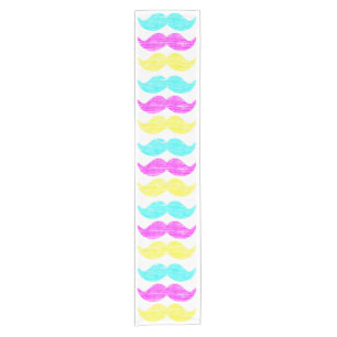Caminho De Mesa Pequeno Padrão de Bigode Colorido CMY Decoração de Mesa