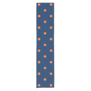 Caminho De Mesa Pequeno Padrão de Bolinhas Azul e Laranja do marinho
