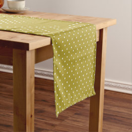 Caminho De Mesa Pequeno Padrão de bolinhas brancas em amarelo mostarda