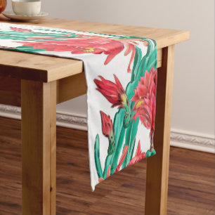 Caminho De Mesa Pequeno Padrão de Cactus Vermelho Verde