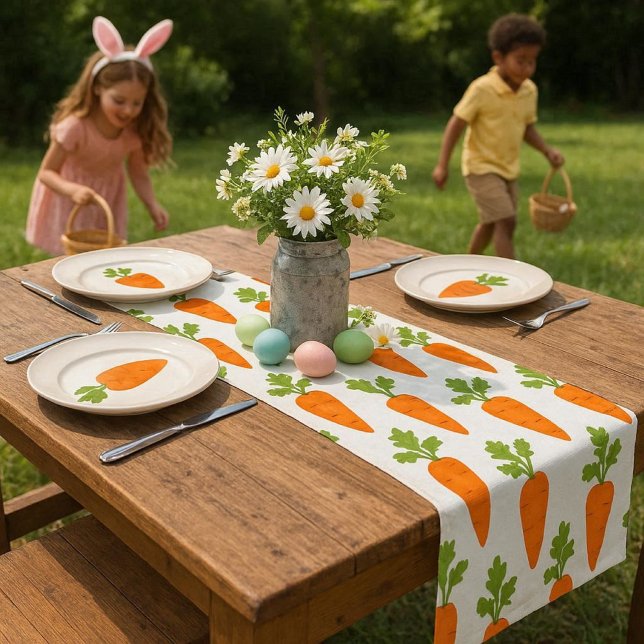 Caminho De Mesa Pequeno Padrão de Cenoura da Primavera / Páscoa - Decoraçã (carrot table runner for spring and Easter gatherings.)