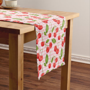 Caminho De Mesa Pequeno Padrão de Cereja Vermelha Doce