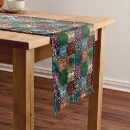 Caminho De Mesa Pequeno Padrão de Coruja Multicolorido