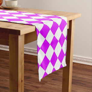 Caminho De Mesa Pequeno Padrão de Diamante do Verificador Branco Roxo