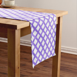 Caminho De Mesa Pequeno Padrão de Diamante Xadrez Branco Roxo