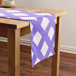 Caminho De Mesa Pequeno Padrão de Diamante Xadrez Branco Roxo