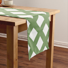Caminho De Mesa Pequeno Padrão de Diamante Xadrez Verde Branco