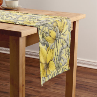 Caminho De Mesa Pequeno Padrão de flores amarelas botânicas