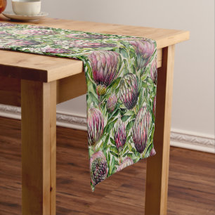 Caminho De Mesa Pequeno Padrão de Flores de Proteínas Rosa e Verde