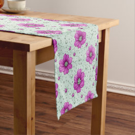 Caminho De Mesa Pequeno Padrão de Flores Rosas Com Gotículas