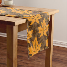 Caminho De Mesa Pequeno Padrão de folhas de carapaças laranja e castanho m