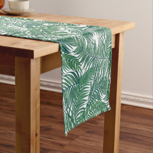 Caminho De Mesa Pequeno Padrão de Folhas de Palmeira Tropical Verde