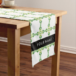Caminho De Mesa Pequeno Padrão de Folhas, Folhas Verdes, Seu Nome