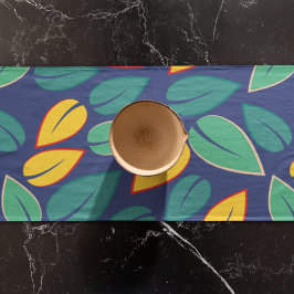 Caminho De Mesa Pequeno Padrão de Folhas Verde e Amarelo