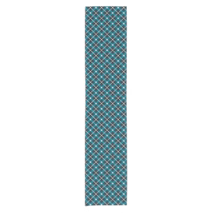 Caminho De Mesa Pequeno Padrão de Grade Geométrica Azul Turquesa e Azul Ma