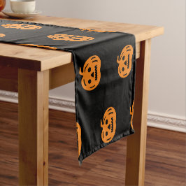 Caminho De Mesa Pequeno Padrão de lanterna preto e laranja do Halloween