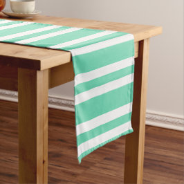 Caminho De Mesa Pequeno Padrão de Listras Brancas Aquamarine