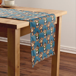 Caminho De Mesa Pequeno Padrão de Macaco Azul