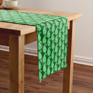 Caminho De Mesa Pequeno Padrão de Paisley, esmeralda verde e branco