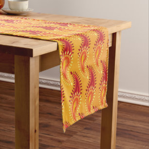Caminho De Mesa Pequeno Padrão de Paisley Persa - Chama Laranja Oriental T