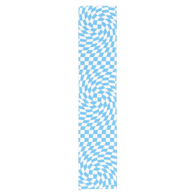Caminho De Mesa Pequeno Padrão de quadro de verificação azul claro e branc (Frente)