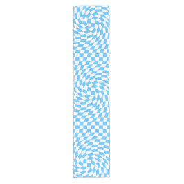 Caminho De Mesa Pequeno Padrão de quadro de verificação azul claro e branc