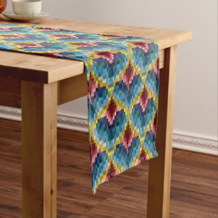 Caminho De Mesa Pequeno Padrão de Quic Boho do Bordado de Bargello Colorid