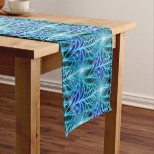 Caminho De Mesa Pequeno Padrão de Repetição Fractal de Neon Azul Elétrico