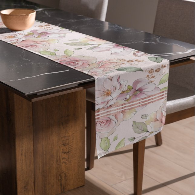 Caminho De Mesa Pequeno Padrão de rosas rosa pastoso de vindima (Criador carregado)