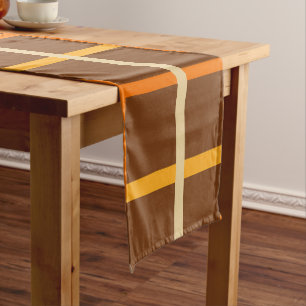 Caminho De Mesa Pequeno Padrão de Xadrez de outono em verde-laranja e cast