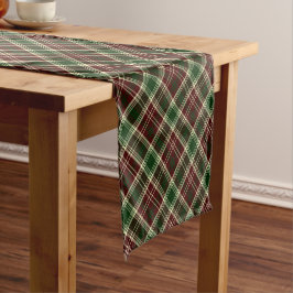 Caminho De Mesa Pequeno Padrão de Xadrez Vermelha e Floresta Verde