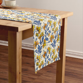 Caminho De Mesa Pequeno Padrão deslumbrante e contínuo de flores e folhas