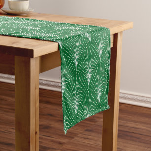 Caminho De Mesa Pequeno Padrão Elegante de Deco de Arte Verde e Branco