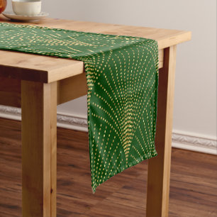Caminho De Mesa Pequeno Padrão Elegante, Dourado e Verde Arte-Deco