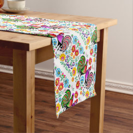 Caminho De Mesa Pequeno Padrão Floral de Galo Colorido Bonito