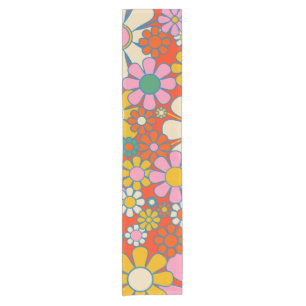 Caminho De Mesa Pequeno Padrão Floral do Groovy 60s 70s