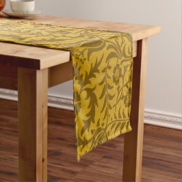 Caminho De Mesa Pequeno Padrão floral dourado ornamentado com simétrico