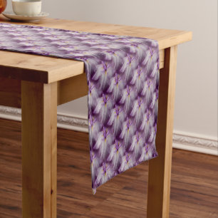 Caminho De Mesa Pequeno Padrão Floral Iris Japonês Roxo