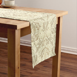 Caminho De Mesa Pequeno Padrão Floral Marrom Sepia Elegante